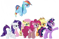 Size: 1099x727 | Tagged: safe, artist:loneboy48, derpibooru import, edit, edited screencap, screencap, applejack, fluttershy, pinkie pie, rainbow dash, rarity, twilight sparkle, alicorn, earth pony, pegasus, pony, unicorn, a matter of principals, background removed, image, mane six, png, simple background, transparent background