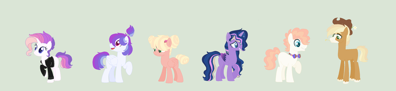 Size: 3252x746 | Tagged: safe, artist:bizaardwolf, derpibooru import, oc, oc:andromeda, oc:buckwheat, oc:diamond dusk, oc:rosebud, oc:storm shield, oc:yorkshire pudding pie, unofficial characters only, alicorn, earth pony, pegasus, pony, unicorn, alicorn oc, base used, bowtie, clothes, cowboy hat, earth pony oc, female, freckles, green background, hat, horn, image, jacket, leather jacket, magical lesbian spawn, male, mare, offspring, parent:applejack, parent:big macintosh, parent:fluttershy, parent:pinkie pie, parent:prince blueblood, parent:princess celestia, parent:princess luna, parent:rainbow dash, parent:rarity, parent:shining armor, parent:trouble shoes, parent:troubleshoes clyde, parent:twilight sparkle, parents:bluepie, parents:fluttermac, parents:rarilestia, parents:shiningdash, parents:troublejack, parents:twiluna, pegasus oc, png, simple background, stallion, unicorn oc, wings