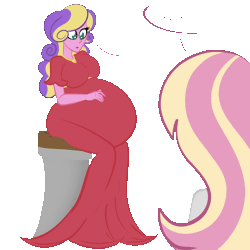 Size: 4000x4000 | Tagged: safe, artist:chelseawest, derpibooru import, princess skyla, oc, oc:mistral violet, human, equestria girls, adult, animated, facing away, female, fetus, gif, image, multiple pregnancy, offspring, older, parent:princess cadance, parent:princess skyla, parent:shining armor, parents:canon x oc, parents:shiningcadance, pregnant, siblings, sisters, sitting, twins, umbilical cord, uterus, x-ray