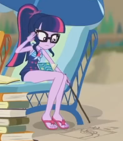 Size: 392x451 | Tagged: safe, derpibooru import, screencap, sci-twi, twilight sparkle, equestria girls, equestria girls series, friendship math, clothes, cropped, feet, image, png, sandals, solo, swimsuit