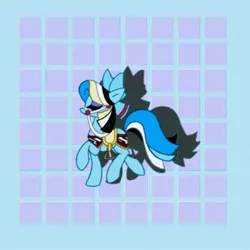Size: 2048x2048 | Tagged: safe, artist:stacy_165cut, derpibooru import, oc, unofficial characters only, pony, blue background, bow, eyes closed, female, hair bow, image, jpeg, mare, simple background, solo