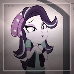Size: 1080x1080 | Tagged: safe, derpibooru import, edit, edited screencap, screencap, sci-twi, starlight glimmer, sunset shimmer, twilight sparkle, equestria girls, mirror magic, spoiler:eqg specials, animated, boots, clothes, crossed arms, eyes closed, female, food, geode of empathy, glasses, ice cream, image, jacket, jewelry, leather, leather boots, leather jacket, magical geodes, necklace, open mouth, open smile, ponytail, shoes, smiling, sound, statue, that human sure does love ice cream, tiktok, trio, webm