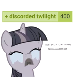 Size: 3168x3190 | Tagged: safe, artist:wardex101, derpibooru import, twilight sparkle, pony, crying, crylight sparkle, discorded, discorded twilight, eyes closed, female, high res, image, mare, milestone, open mouth, png, sad, simple background, solo, text, transparent background, twilight tragedy