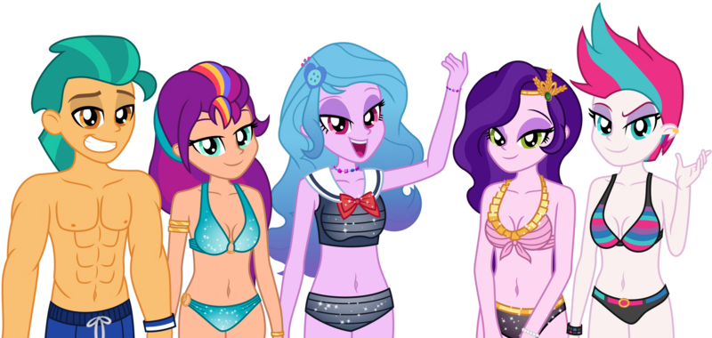 Size: 1920x913 | Tagged: safe, artist:emeraldblast63, derpibooru import, hitch trailblazer, izzy moonbow, pipp petals, sunny starscout, zipp storm, equestria girls, abs, bare shoulders, bedroom eyes, belly button, bikini, breasts, cleavage, clothes, equestria girls-ified, female, g5, g5 to equestria girls, generation leap, glitter, image, looking at you, male, mane five (g5), o-ring swimsuit, png, shredded hitch, simple background, sleeveless, solo, stupid sexy sunny starscout, swimsuit, transparent background