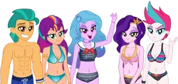 Size: 1920x913 | Tagged: safe, artist:emeraldblast63, derpibooru import, hitch trailblazer, izzy moonbow, pipp petals, sunny starscout, zipp storm, equestria girls, abs, bare shoulders, bedroom eyes, belly button, bikini, breasts, cleavage, clothes, equestria girls-ified, female, g5, g5 to equestria girls, generation leap, glitter, image, looking at you, male, mane five (g5), o-ring swimsuit, png, shredded hitch, simple background, sleeveless, solo, stupid sexy sunny starscout, swimsuit, transparent background