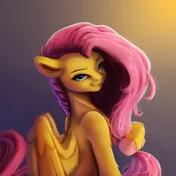 Size: 4000x4000 | Tagged: safe, artist:miokomata, derpibooru import, fluttershy, pegasus, pony, absurd resolution, colored hooves, cute, cute little fangs, fangs, female, freckles, freckleshy, grin, image, looking at you, looking back, looking back at you, mare, png, smiling, solo