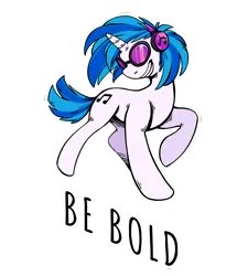 Size: 2431x2700 | Tagged: safe, artist:overlordneon, edit, editor:edits of hate, part of a set, vinyl scratch, pony, unicorn, female, glasses, headphones, image, mare, png, positive ponies, simple background, smiling, solo, text, transparent background, vinyl's glasses, white outline