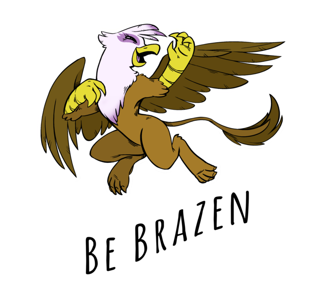 Size: 3000x2607 | Tagged: safe, artist:overlordneon, edit, editor:edits of hate, part of a set, gilda, gryphon, beak, eyes closed, female, flying, happy, image, looking back, midair, open beak, open mouth, png, positive ponies, simple background, smiling, solo, spread wings, text, transparent background, white outline, wings