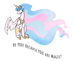 Size: 3000x2486 | Tagged: safe, artist:overlordneon, edit, editor:edits of hate, part of a set, princess celestia, alicorn, pony, eyes closed, female, flowing mane, image, mare, png, positive ponies, raised hoof, simple background, sitting, smiling, solo, text, transparent background, white outline