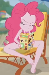 Size: 472x724 | Tagged: safe, derpibooru import, pinkie pie, equestria girls, equestria girls series, friendship math, barefoot, clothes, feet, image, png, solo, swimsuit