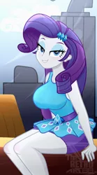 Size: 1992x3585 | Tagged: safe, artist:theretroart88, derpibooru import, rarity, equestria girls, breasts, busty rarity, cute, image, looking at you, png, raribetes, sitting