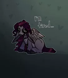 Size: 1792x2048 | Tagged: safe, artist:unfinishedheckery, derpibooru import, oc, oc:belladonna, unofficial characters only, pegasus, pony, bedroom eyes, digital art, female, image, jpeg, mare, sad, sitting, solo, tail, wings
