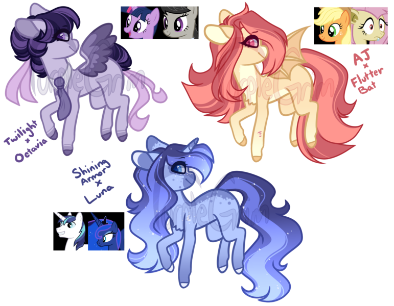 Size: 1800x1400 | Tagged: safe, artist:purplegrim40, derpibooru import, applejack, fluttershy, octavia melody, princess luna, shining armor, twilight sparkle, oc, unofficial characters only, bat pony, earth pony, pegasus, pony, unicorn, base used, bat ponified, bat pony oc, bat wings, female, flutterbat, horn, image, magical lesbian spawn, male, mare, necktie, offspring, parent:applejack, parent:fluttershy, parent:octavia melody, parent:princess luna, parent:shining armor, parent:twilight sparkle, parents:appleshy, pegasus oc, png, race swap, simple background, stallion, transparent background, unicorn oc, wings