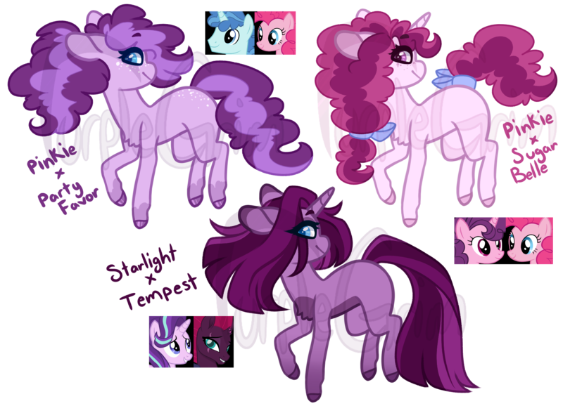Size: 1800x1300 | Tagged: safe, artist:purplegrim40, derpibooru import, pinkie pie, starlight glimmer, sugar belle, tempest shadow, oc, earth pony, pony, unicorn, base used, earth pony oc, female, horn, image, magical lesbian spawn, male, mare, offspring, parent:party favor, parent:pinkie pie, parent:starlight glimmer, parent:sugar belle, parent:tempest shadow, parents:partypie, parents:sugarpie, parents:tempestglimmer, png, simple background, smiling, stallion, tail, tail wrap, transparent background, unicorn oc