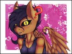 Size: 4000x3000 | Tagged: safe, artist:ze-dusty, derpibooru import, oc, oc:whirlwind dust, bat pony, undead, vampire, vampony, abstract background, absurd resolution, bat eyes, bat wings, black sclera, clothes, colored sketch, hybrid wings, image, png, tanktop, wings