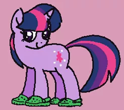 Size: 259x229 | Tagged: safe, artist:kleyime, artist:siegfriedcel, derpibooru import, twilight sparkle, pony, unicorn, clothes, crocs, image, ms paint, png, simple background, solo, twilight crockle, unicorn twilight