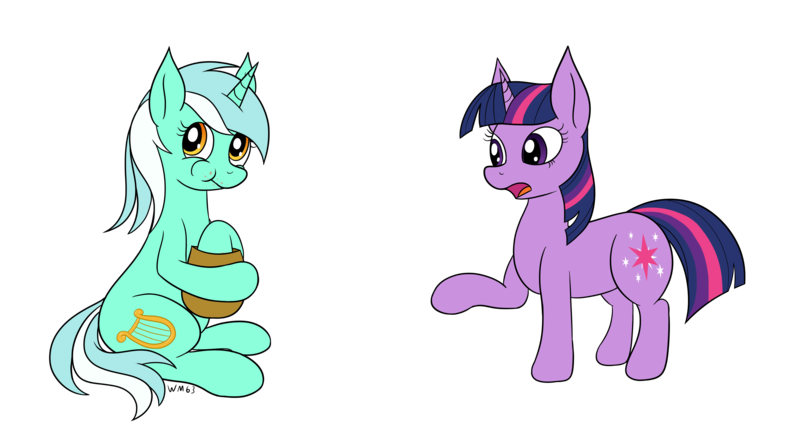 Size: 3996x2201 | Tagged: safe, lyra heartstrings, twilight sparkle, pony, unicorn, /mlp/ con, /mlp/ con 2022, bag of oats, crumbs, eating, female, food, image, lil shid, mare, oats, open mouth, png, requested art, simple background, transparent background