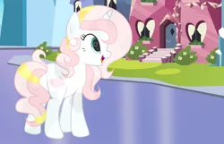 Size: 1280x825 | Tagged: safe, artist:sugarcubecreationz, derpibooru import, oc, oc:sweetheart, unofficial characters only, crystal pony, pony, unicorn, background used, complex background, crystal empire, crystallized, horn, image, jpeg, show accurate, solo, unicorn oc