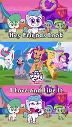Size: 1288x2289 | Tagged: safe, derpibooru import, hitch trailblazer, izzy moonbow, pipp petals, sunny starscout, zipp storm, my little pony: pony life, my little pony: tell your tale, spoiler:pony life s02e18, boogie board, calarts, communication shakedown, g5, grin, image, jpeg, mane five (g5), smiling