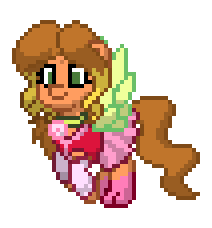 Size: 212x228 | Tagged: artist needed, safe, derpibooru import, oc, unofficial characters only, fairy, fairy pony, original species, pony, pony town, animated, clothes, flora (winx club), flying, gif, gloves, image, magic winx, simple background, skirt, solo, transparent background, winx club