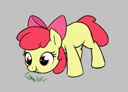 Size: 472x341 | Tagged: safe, artist:wenni, derpibooru import, apple bloom, earth pony, pony, cute, female, filly, foal, grass, grazing, horses doing horse things, image, png, solo