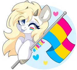 Size: 1024x938 | Tagged: safe, artist:cinnamontee, derpibooru import, oc, oc:tegan, pegasus, pony, female, horns, image, mare, one eye closed, png, pride flag, simple background, solo, tongue out, transparent background, wink