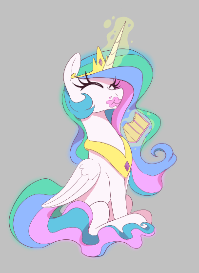 Size: 408x559 | Tagged: safe, artist:thebatfang, derpibooru import, princess celestia, alicorn, pony, aggie.io, bite mark, cake, cakelestia, crown, cute, cutelestia, eating, eyelashes, eyes closed, female, food, glow, glowing horn, gray background, happy, horn, image, jewelry, magic, magic aura, mare, png, regalia, simple background, sitting, smiling, solo, telekinesis