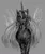 Size: 3460x4096 | Tagged: semi-grimdark, artist:misstwipietwins, derpibooru import, queen chrysalis, changeling, changeling queen, adoracreepy, black and white, body horror, creepy, cute, fangs, female, grayscale, image, jpeg, long tongue, looking at you, mandibles, maw, monochrome, nightmare fuel, predator, simple background, sketch, solo, tongue out