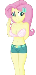 Size: 1165x2385 | Tagged: suggestive, derpibooru import, edit, editor:ah96, fluttershy, equestria girls, arm behind back, belly button, big breasts, bra, breast edit, breasts, busty fluttershy, cleavage, clothes, female, grin, image, looking at you, ms paint, png, shading, shy, shy smile, simple background, smiling, smiling at you, solo, solo female, transparent background, underwear, underwear edit