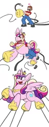 Size: 800x2057 | Tagged: suggestive, artist:virmir, derpibooru import, princess cadance, oc, alicorn, human, inflatable pony, pony, :d, air inflation, air nozzle, blushing, clothes, decal, eye clipping through hair, female, forced smile, glasses, hose, human oc, human to pony, image, inanimate tf, inflatable, inflation, male, male to female, mare, open mouth, open smile, parade balloon, png, rope, rule 63, shocked, signature, simple background, smiling, solo, spread wings, tied down, transformation, transformation sequence, uneven growth, white background, wingding eyes, wings