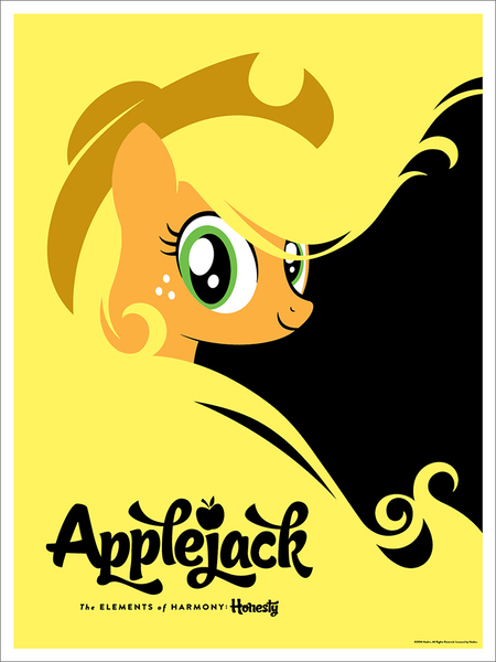 Size: 720x960 | Tagged: safe, artist:michael de pippo, derpibooru import, official, part of a set, applejack, earth pony, pony, bust, comic con, female, image, jpeg, mare, portrait, poster, solo