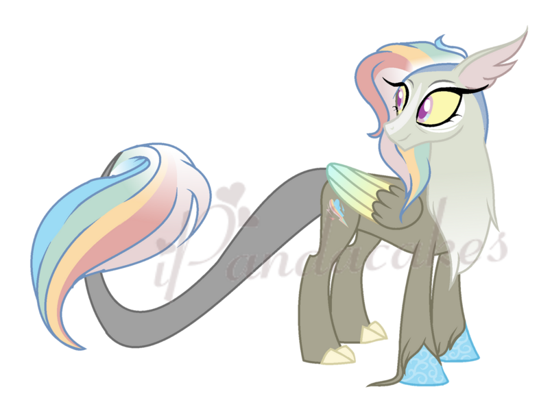 Size: 1600x1222 | Tagged: safe, artist:ipandacakes, derpibooru import, oc, draconequus, image, interspecies offspring, offspring, parent:discord, parent:rainbow dash, parents:discodash, png, simple background, solo, transparent background