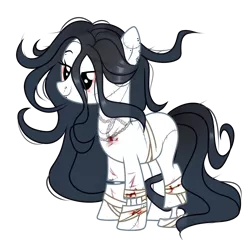 Size: 3078x2952 | Tagged: semi-grimdark, artist:idkhesoff, derpibooru import, oc, unofficial characters only, earth pony, ghost, pony, undead, bandage, blood, bone, chains, cut, ear piercing, earring, eyebrow piercing, female, image, japanese, jewelry, lip piercing, mare, moon runes, necklace, nose piercing, piercing, png, scar, simple background, stitches, transparent background