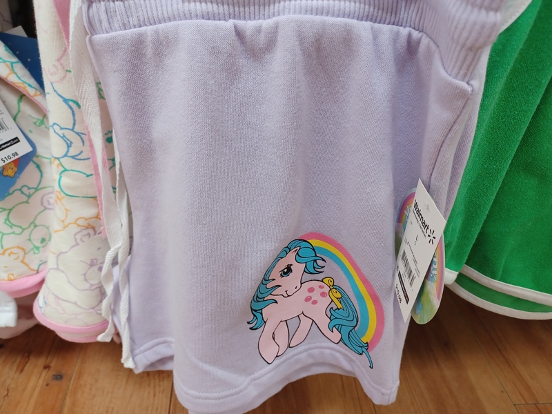 Size: 4000x3000 | Tagged: safe, derpibooru import, tootsie, earth pony, pony, blue hair, blue mane, bow, clothes, diatoots, female, g1, image, irl, jpeg, looking at you, mare, merchandise, pants, photo, ponytail, rainbow, solo, tail, tail bow, walmart