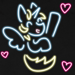 Size: 1920x1920 | Tagged: safe, artist:pony straponi, derpibooru import, oc, oc:skydreams, unofficial characters only, pony, unicorn, animated, gif, heart, image, neon, waving, wings