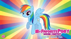 Size: 514x283 | Tagged: safe, derpibooru import, rainbow dash, pegasus, pony, 2012, contest, image, jpeg, my little pony logo, solo, welovefine