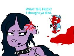 Size: 481x360 | Tagged: grimdark, artist:wonderwolf51, derpibooru import, editor:wonderwolf51, izzy moonbow, oc, oc:hyjinx, anthro, unicorn, blood, crying, g5, goth, goth izzy, gothic, image, nightmare fuel, png