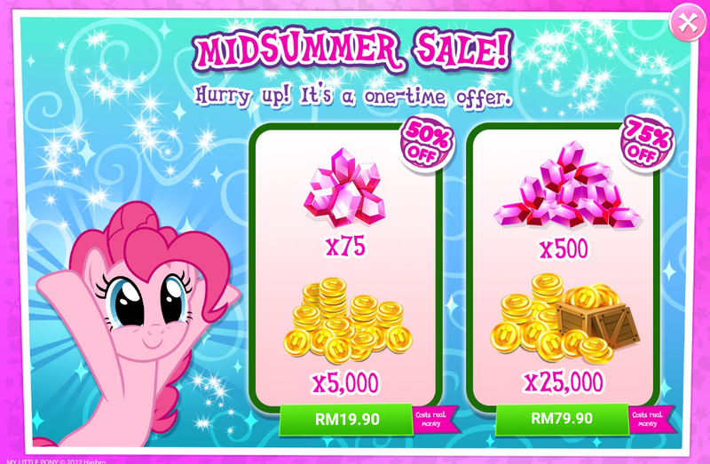 Size: 1036x677 | Tagged: safe, derpibooru import, official, pinkie pie, advertisement, costs real money, gameloft, gem, greedloft, image, midsummer, png