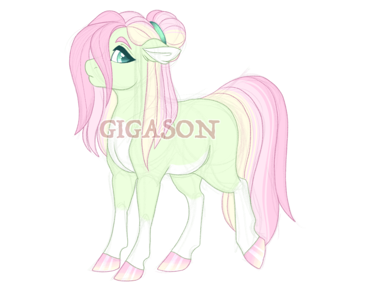 Size: 2900x2300 | Tagged: safe, artist:gigason, derpibooru import, oc, oc:blossom core, earth pony, pony, female, image, magical lesbian spawn, mare, obtrusive watermark, offspring, parent:applejack, parent:nurse redheart, png, simple background, solo, transparent background, watermark