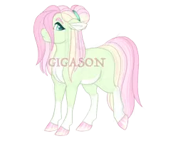 Size: 2900x2300 | Tagged: safe, artist:gigason, derpibooru import, oc, oc:blossom core, earth pony, pony, female, image, magical lesbian spawn, mare, obtrusive watermark, offspring, parent:applejack, parent:nurse redheart, png, simple background, solo, transparent background, watermark