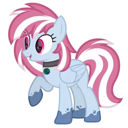 Size: 1600x1600 | Tagged: safe, artist:ponkus, derpibooru import, oc, oc:evening skies, unofficial characters only, pegasus, pony, coat markings, collar, female, folded wings, full body, hooves, image, mare, open mouth, open smile, pegasus oc, png, raised hoof, show accurate, simple background, smiling, solo, standing, tail, transparent background, two toned mane, two toned tail, wings