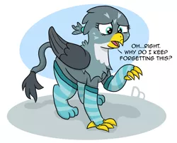 Size: 2184x1757 | Tagged: safe, artist:doodledonutart, derpibooru import, gabby, gryphon, clothes, comic, image, png, simple background, socks, solo, striped socks, white background