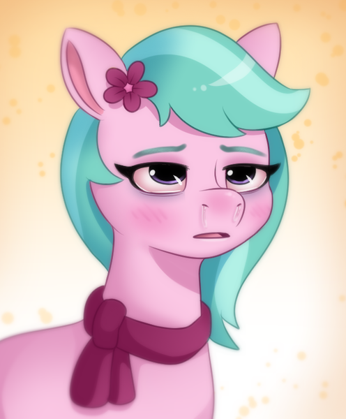 Size: 628x760 | Tagged: safe, artist:malarkey, derpibooru import, earth pony, pony, my little pony: tell your tale, spoiler:g5, spoiler:my little pony: tell your tale, spoiler:tyts01e16, allergies, dahlia, female, g5, image, mare, neighfever, png, runny nose, solo