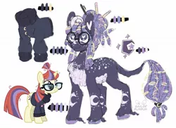 Size: 1280x930 | Tagged: safe, artist:equestrianartneighseum, part of a set, pony, unicorn, alternate cutie mark, alternate design, chest fluff, clothes, coat markings, colored hooves, curved horn, female, glasses, heart eyes, horn, image, jpeg, leonine tail, mare, redesign, self paradox, simple background, solo, sweater, twitterina design, unshorn fetlocks, white background, wingding eyes