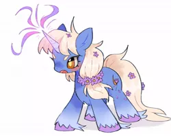 Size: 1204x958 | Tagged: safe, artist:10uhh, derpibooru import, oc, oc:moonflower, unofficial characters only, pony, unicorn, female, flower, flower in hair, horn, image, jpeg, simple background, solo, white background