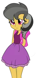 Size: 1280x2391 | Tagged: safe, artist:3d4d, derpibooru import, daring do, equestria girls, clothes, commission, female, hands behind back, image, legs, personality swap, png, shy, simple background, skirt, solo, transparent background