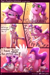 Size: 1280x1920 | Tagged: safe, artist:shad0w-galaxy, derpibooru import, pipp petals, zipp storm, pegasus, pony, comic:pipp's ponyfans adventure, butt, comic, comic strip, crying, female, flying, g5, gasp, image, jewelry, meme face, onlyfans, open mouth, plot, png, ponyfans, ponyhoof, regalia, royal sisters (g5), screaming, shocked, shocked expression, siblings, sisters, solo, speech bubble, talking, text, unshorn fetlocks, wings