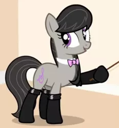 Size: 353x380 | Tagged: safe, artist:ldear, derpibooru import, edit, octavia melody, earth pony, pony, bow (instrument), bowtie, clothes, cropped, female, image, latex, latex socks, mare, png, smiling, socks
