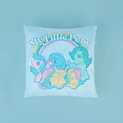 Size: 1500x1500 | Tagged: safe, derpibooru import, official, firefly, medley, skydancer, pegasus, pony, decorsome, female, g1, group, image, mare, merchandise, my little pony logo, pillow, png, retro, simple background, text