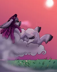 Size: 1638x2048 | Tagged: safe, artist:unfinishedheckery, derpibooru import, oc, unofficial characters only, pegasus, pony, bedroom eyes, cloud, digital art, drugs, female, image, jpeg, mare, marijuana, on a cloud, red eyes, sitting, sitting on cloud, smoking, solo, tail, weeds, wings